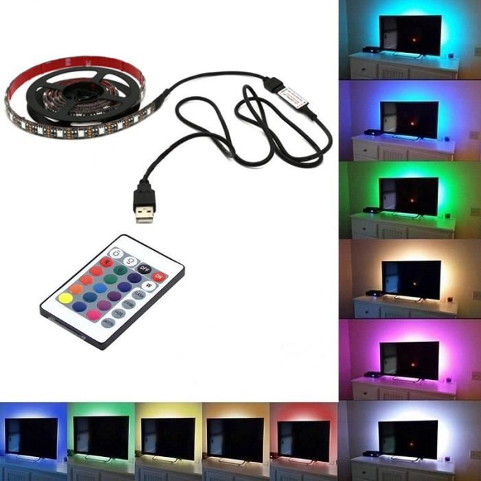 Touches Tv Couleur 24 Led Télécommande Usb 1m Rétro 2w D'ambiance Rgb Multi Bande 5v Lumière 5050 Éclairage 0 Ip65 ALc354Rjq
