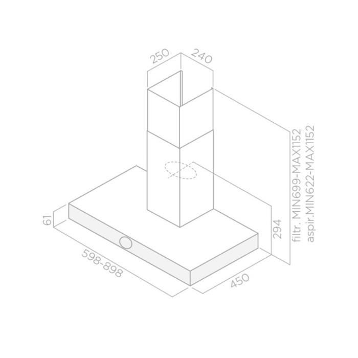 Hotte cuisine Elica murale LOL inox 90 cm Cui1