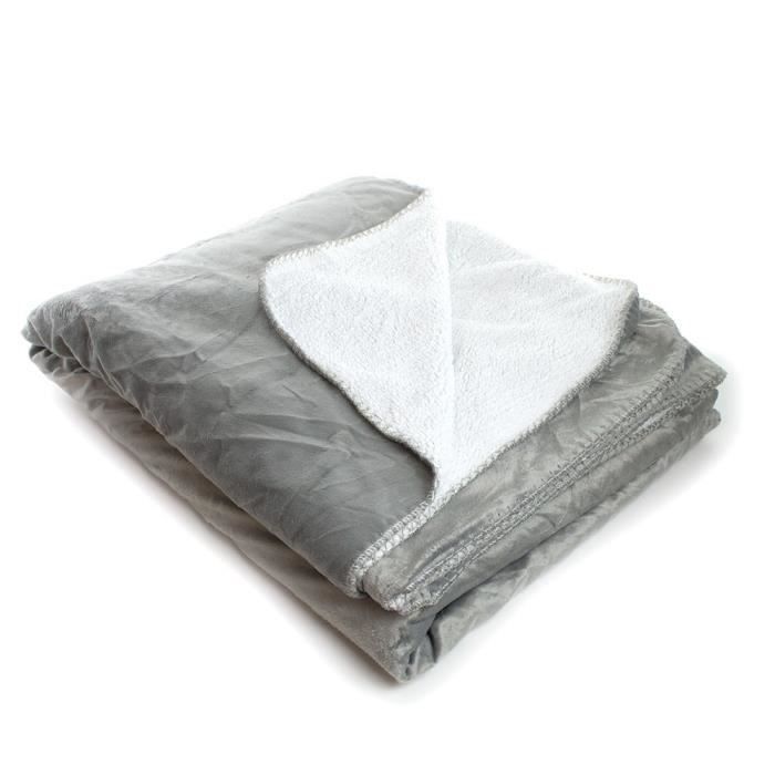 ANDORA Plaid Jessie - 180x220 cm - Gris - 100% polyester