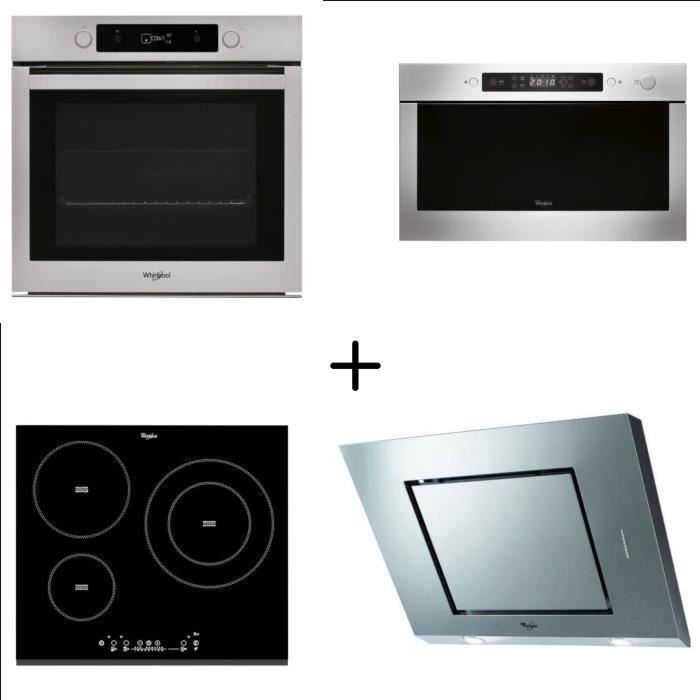 WHIRLPOOL OAKP9 555 PIX - Four électrique + ACM860BF-Table de cuisson + AKR808/1IX Hotte décorative + AMW423IX - Micro-ondes