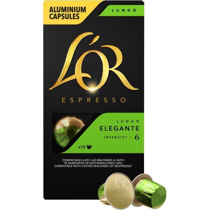 L'OR ESPRESSO Café Lungo Elégante Intensité 6 - 10 capsules en aluminium