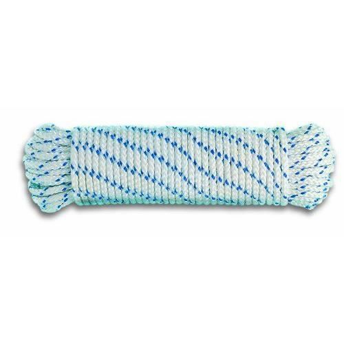 Corde polypropylène tressée - Résistance à la rupture indicative 1 T - Ø 10 mm x 7,5 m - Blanc et bleu