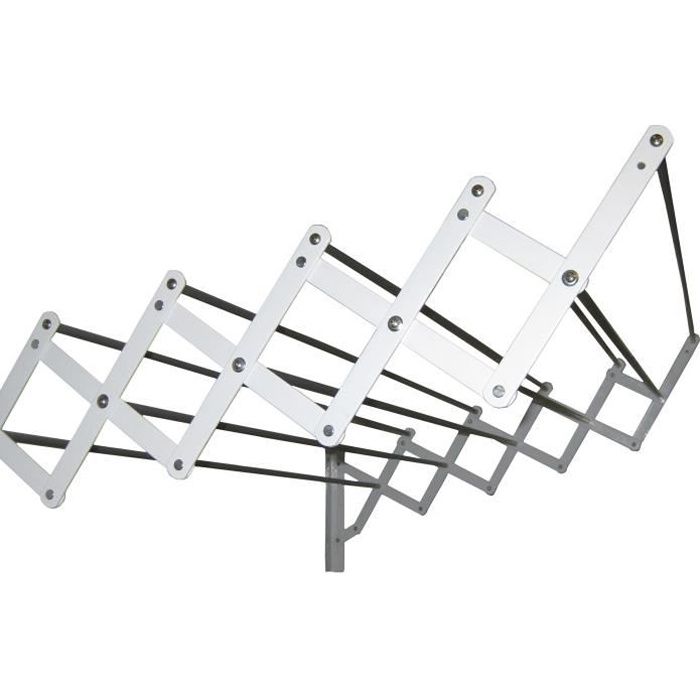 SAUVIC Séchoir à linge extensible plastifié avec 10 barres de 80 cm - Blanc