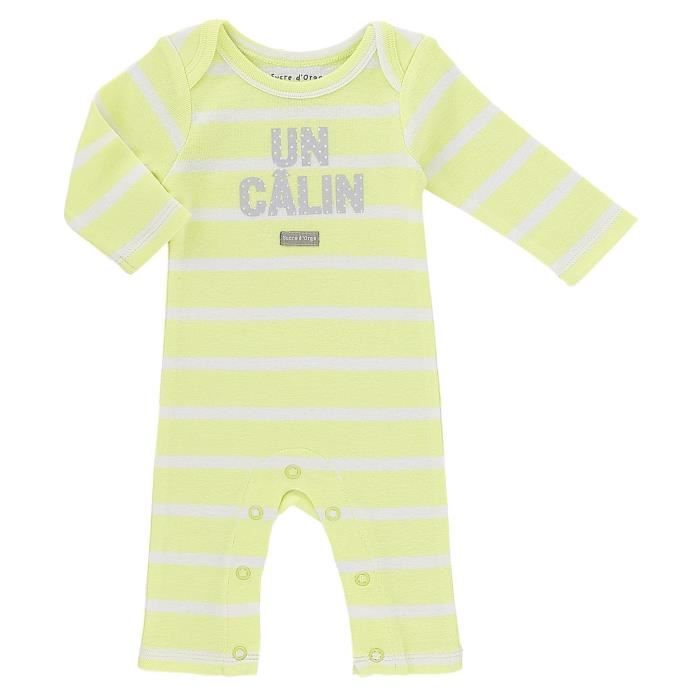 Body bébé Mixte SUCRE D'ORGE - combinaison manches et jambes longues Rayé Jaune