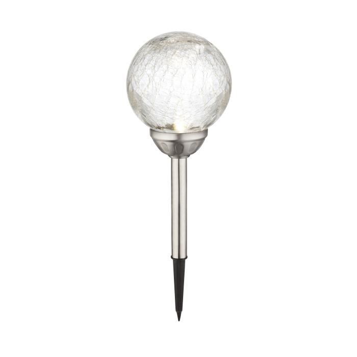 Lighting Globo Verre Translucide Lampe Inox Craquelé Solaire Ip44 0PnOwk