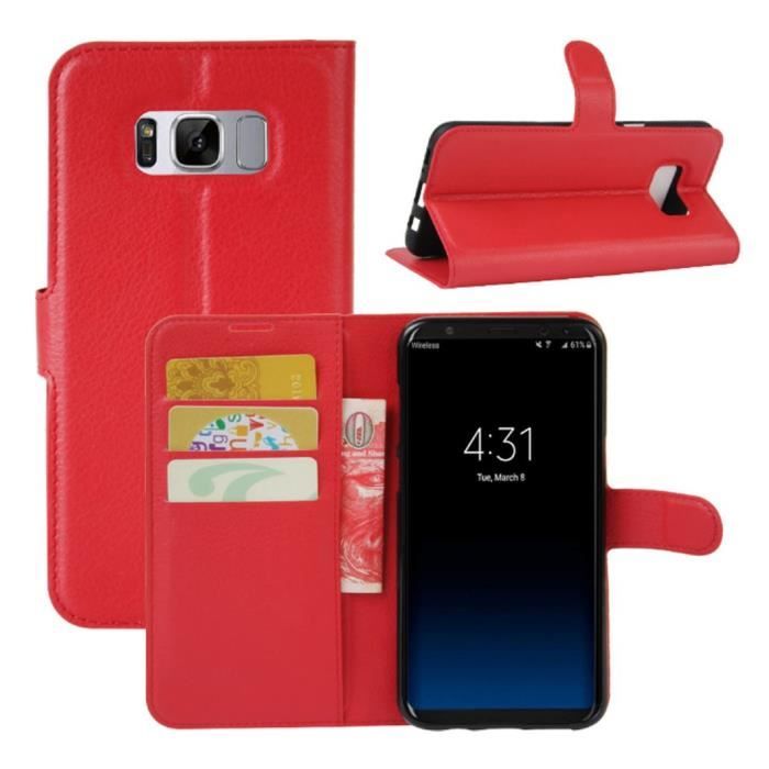 coque samsung s8 cover flip rouge