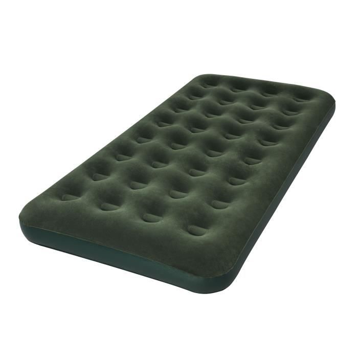 BESTWAY Matelas gonflable floqué Horizon Twin + Pompe électrique Sidewinder – 1 place – Vert