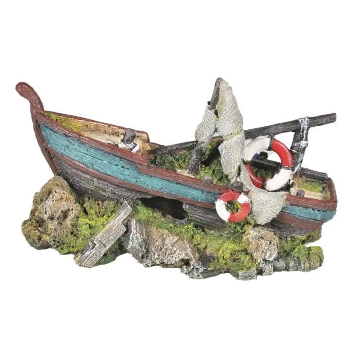 NOBBY Aqua déco Barque de pêche - 220x92x125mm - Pour aquarium