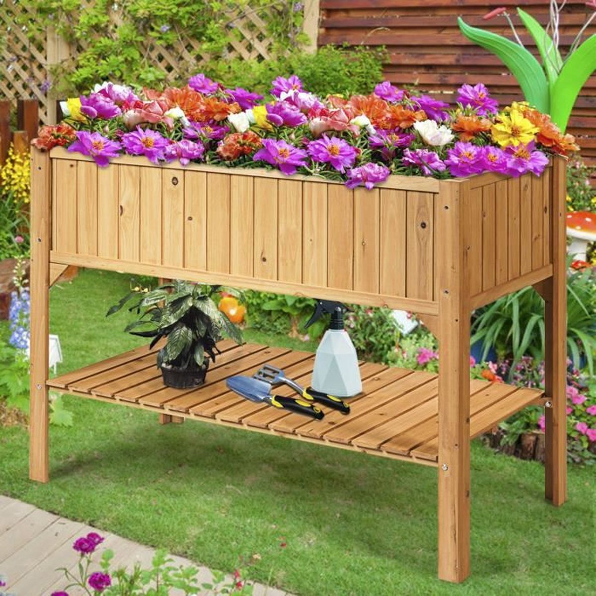 Cm Violet Pot De Fleurs Pour Terrasse De Jardin En Bois 50 X 40 X