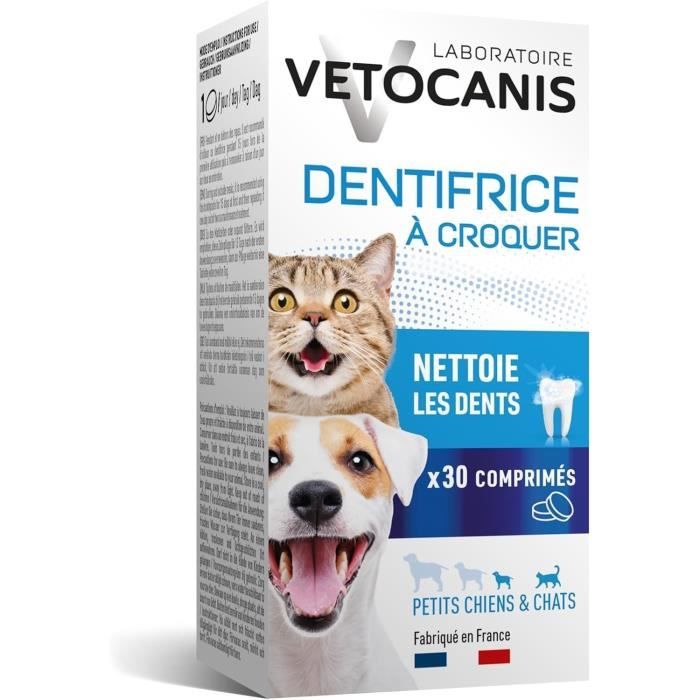 VETOCANIS Dentifrice à croquer Plak Fighter - 30 comprimés - Arôme poulet - Pour chat