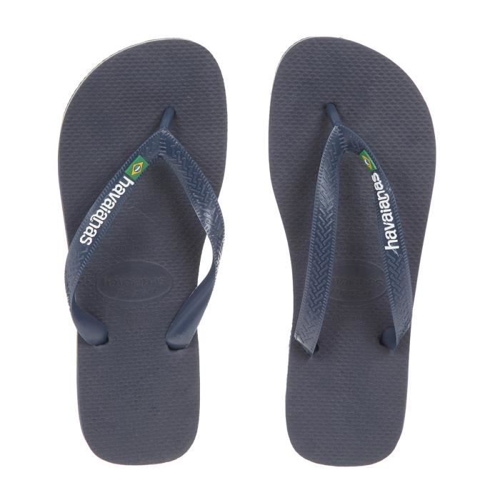 HAVAIANAS Tongs logo Brésil - Homme - Bleu marine