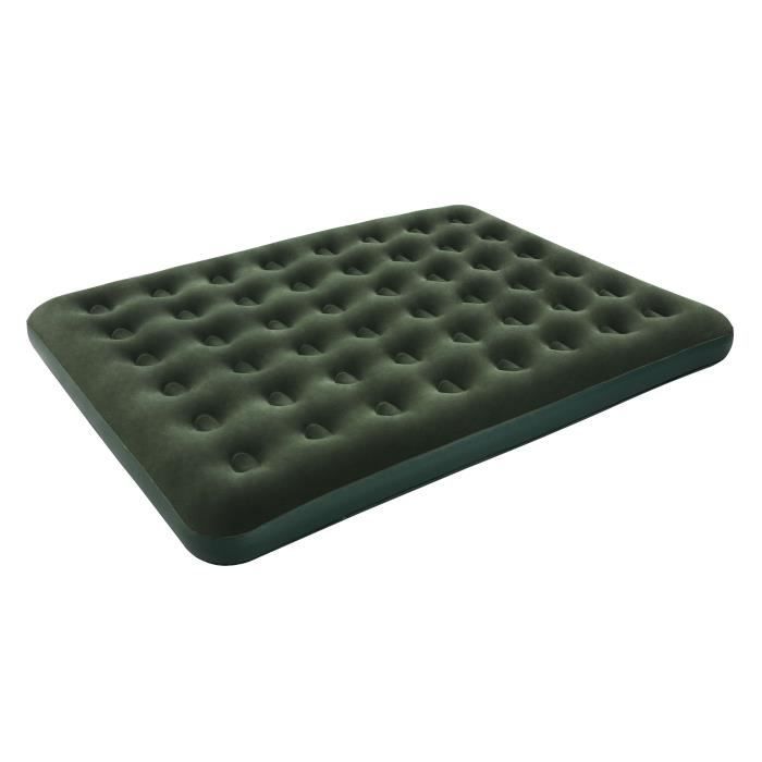 BESTWAY Matelas gonflable floqué Horizon Queen + Pompe électrique Sidewinder – 2 places – Vert