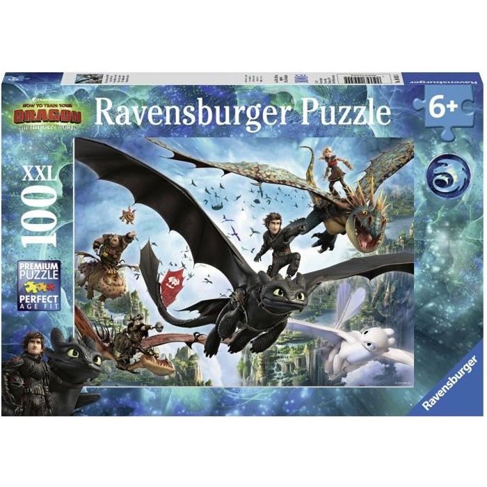 RAVENSBURGER Puzzle 100 p XXL - Le monde caché / Dragons 3