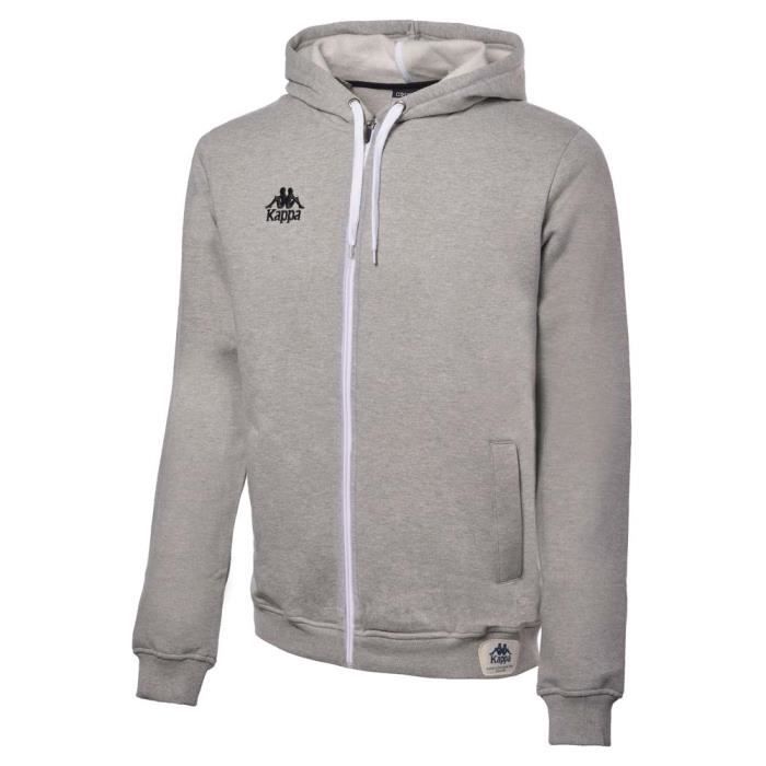 KAPPA Sweat Authentic Tano Zippé - Homme - Gris clair