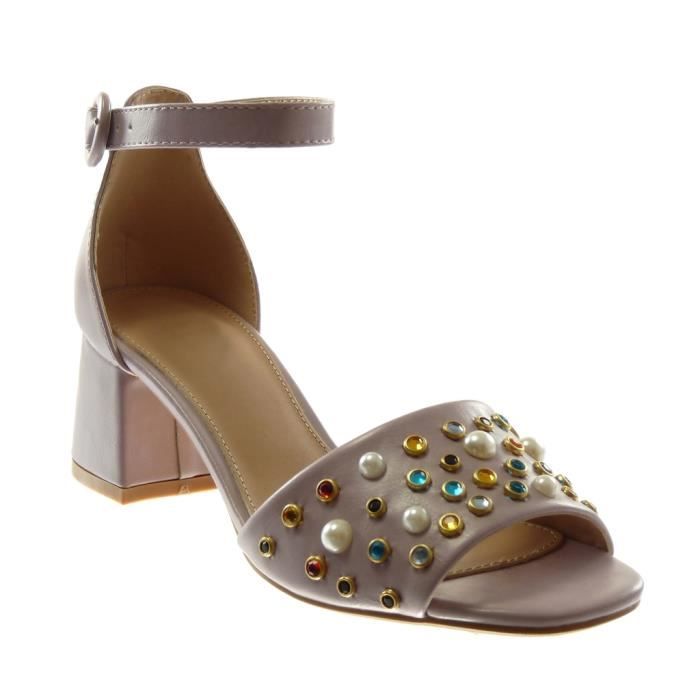 Lilas Ll709 Sandale Bloc 6 Talon T Angkorly Lanière Perle Mode 35 Haut Cm Cheville Bijoux Chaussure Femme dWCBoerx