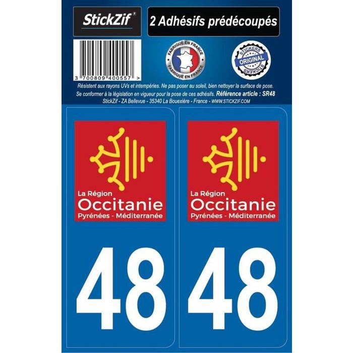 STICKZIF 2 Autocollants Région Département 48 SR48
