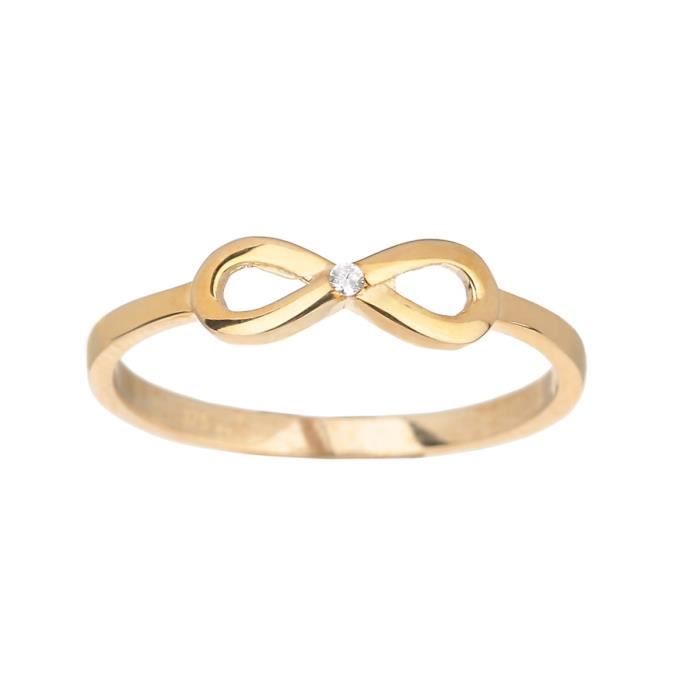 JULIA H Bague Infini Or Jaune 375° et Oxyde de Zirconium Femme