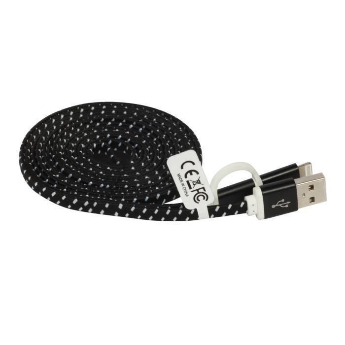 SWIPE Double Câble de chargement - USB - Compatible Iphone 5/6 et Micro USB - 2 m