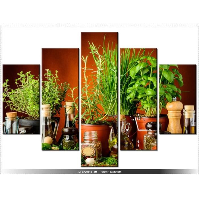 150 x105 cm - CUISINE - EPICES - HORLOGE MURALE TABLEAU ...