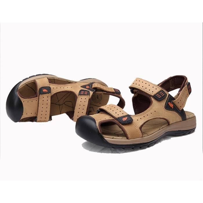 En Cuir Homme Confortable Bout Claire Sport Respirant brun Brun Fermé Stars® Randonnée Kaki kaki Sandales Plage De YWwd0q