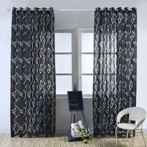 RIDEAU Rideau Voilages 1Pcs 100*250cm Feuillet Noir +sang
