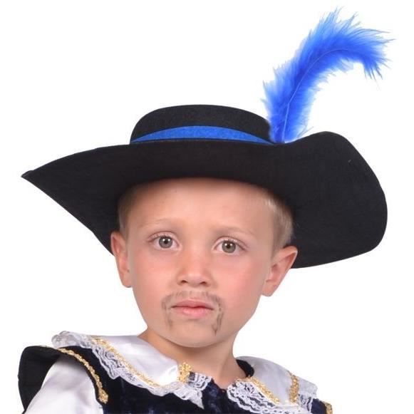 CESAR Chapeau Mousquetaire avec Plume - Bleu