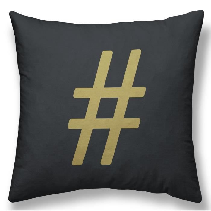 TODAY Coussin GOLD LABEL HASHTAG 30x30 cm blanc, noir et or