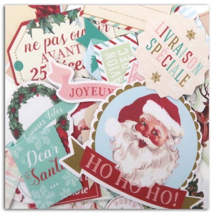 TOGA Lot de 40 Mots découpés - Imprimés Dear Santa