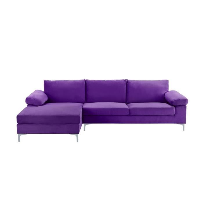 canapé d'angle large et moderne 5 personnes - tissu velours