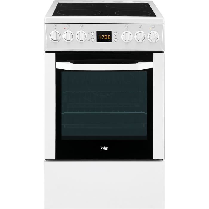 BEKO CUV55B - Cuisinière vitrocéramique - 4 zones - 1700 W - Four électrique - Catalyse - 65 L - A - L 50 x H 85 cm - Blanc