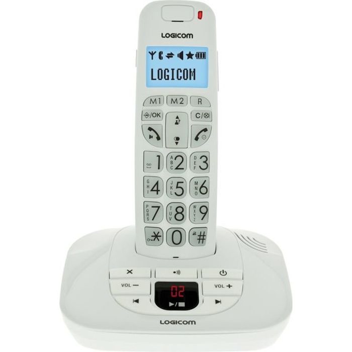 Logicom Confort 155T Téléphone Sans Fil Répondeur Blanc Senior