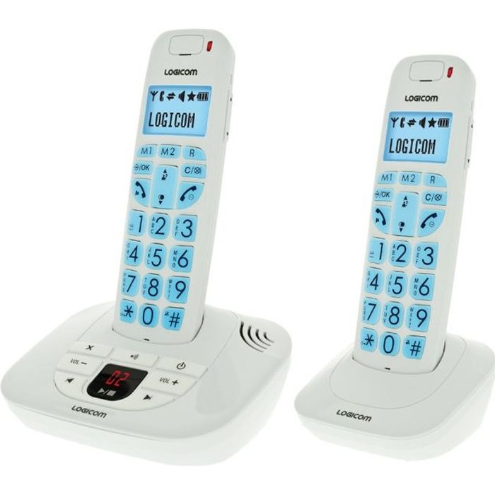 Logicom Confort 255T Duo Téléphone Sans Fil Répondeur Blanc Senior