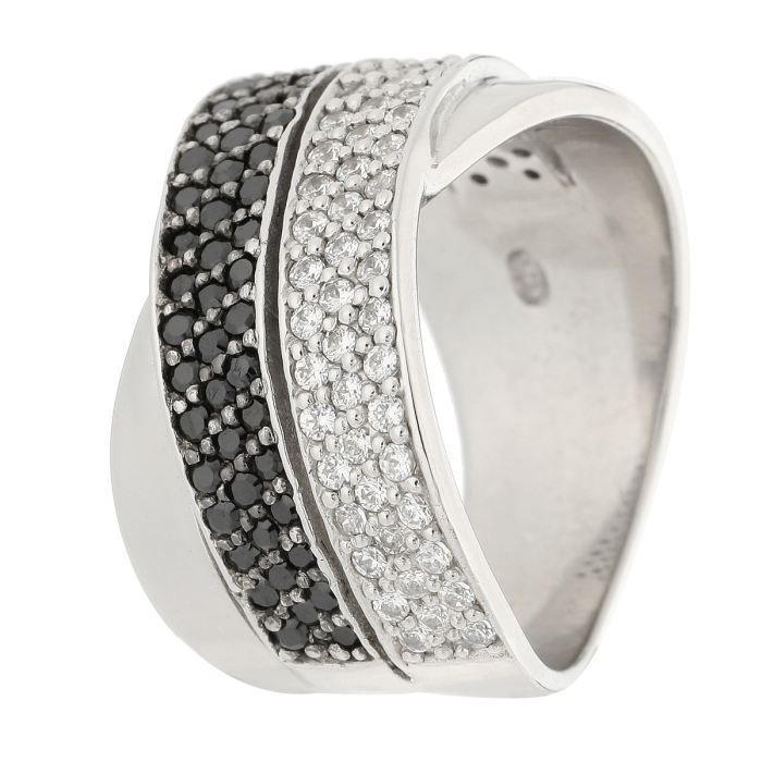 IDYLLIC Bague Femme Noir et blanc   Achat / Vente BAGUE   CHEVALIERE