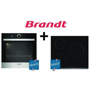 PACK cuisson BRANDT:BXP5560X Four multifonction 68L Pyrolyse Inox+BPI6310B Table de cuisson induction-3 zones