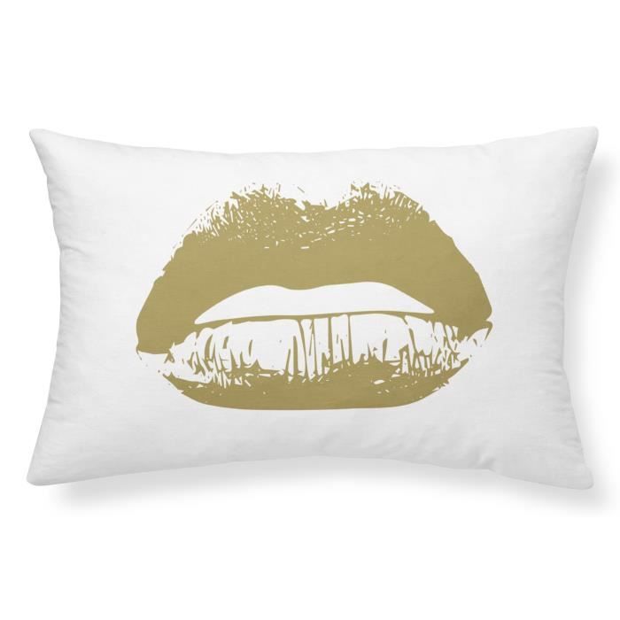 TODAY Coussin GOLD LABEL KISS 25x40 cm blanc, noir et or