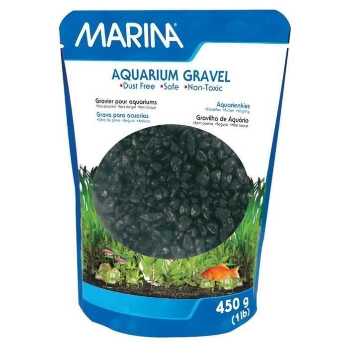 Lot de 2 - MARINA Gravier décoratif noir 450 g - Pour aquarium