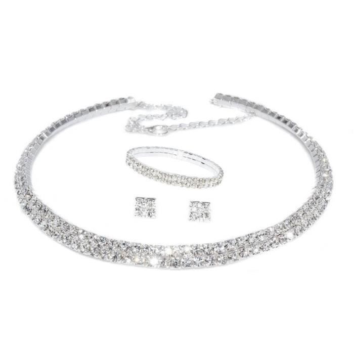 parure ras de cou strass bracelet pour un mariag