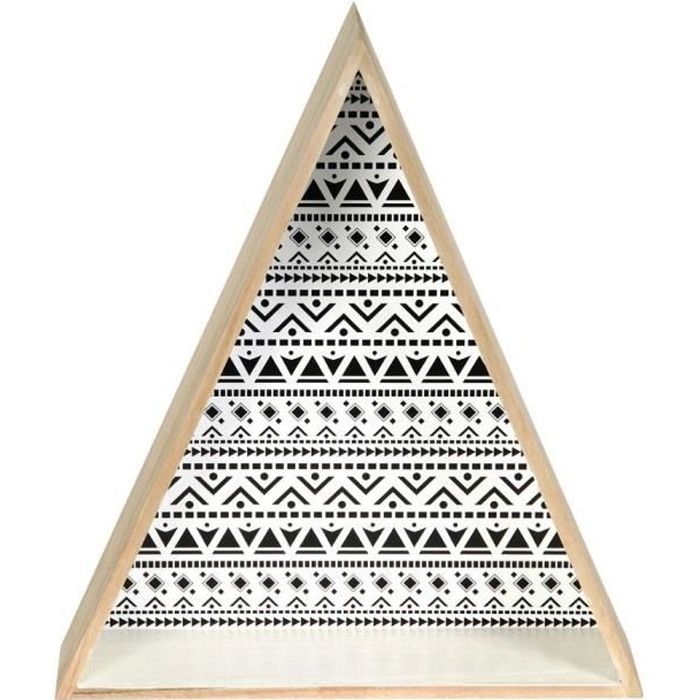 THE HOME DECO FACTORY Lot de 2 étagères triangulaires - Bois - 37,5x11x73 cm - Beige et noir