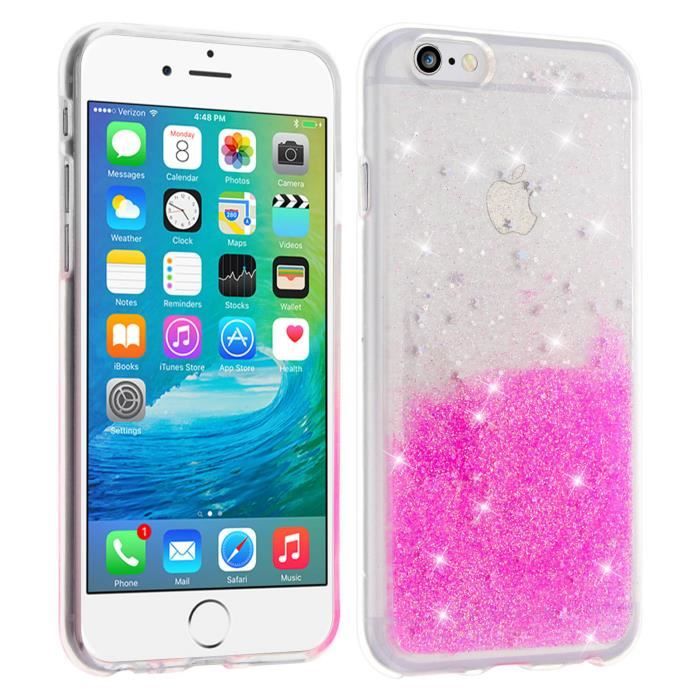 Coque souple pour Apple iPhone 6 et 6s - Paillettes Rose ...