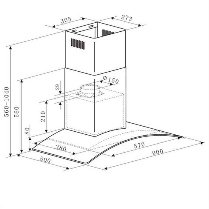 Klarstein GL90WSB Hotte aspirante acier 90cm 2
