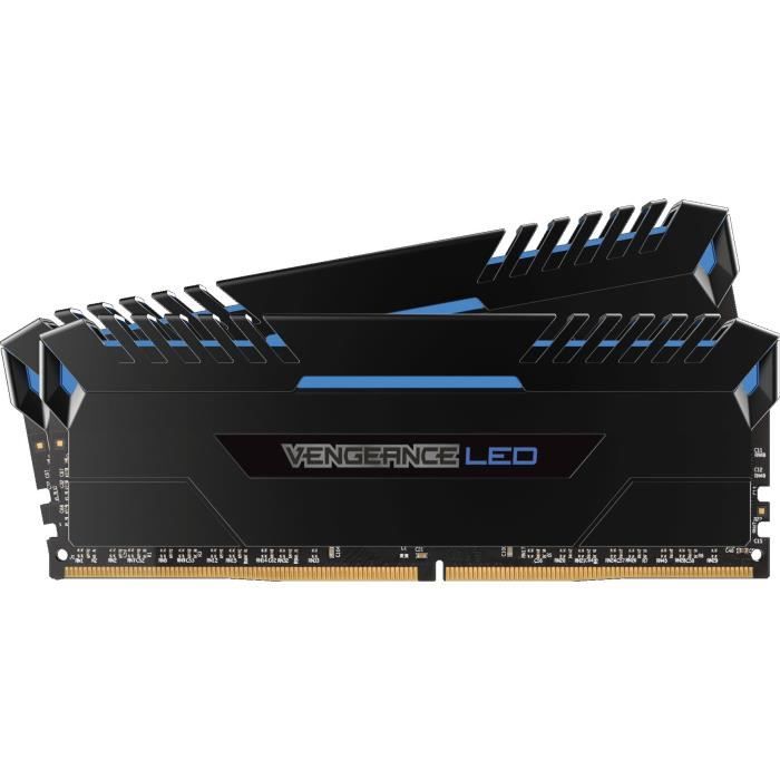 CORSAIR Mémoire PC DDR4 - Vengeance LED 16 Go (2 x 8 Go) - 3200 MHz - CAS 16 - LED Bleues (CMU16GX4M2C3200C16B)