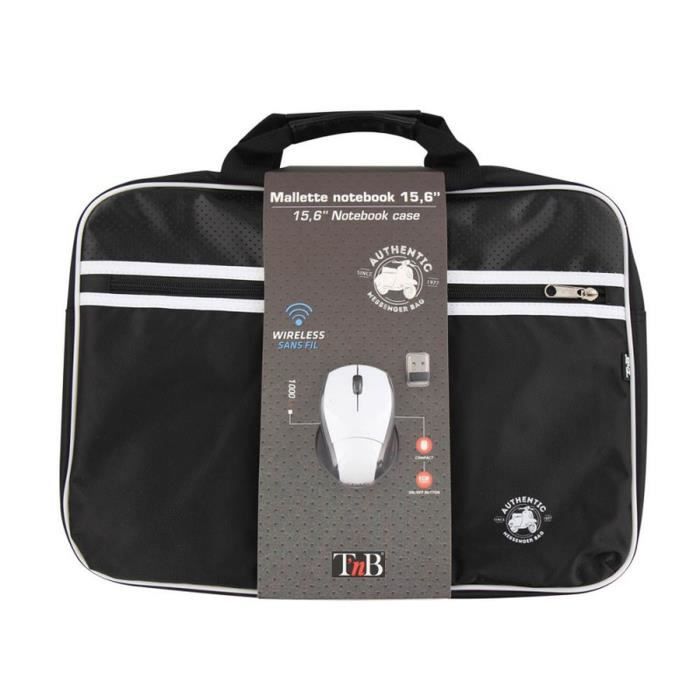 T'NB Mallette PC + souris optique sans fil Authentic - 15,6'' - Noir et Blanc