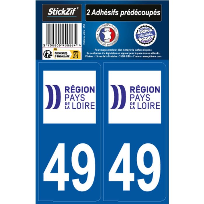STICKZIF 2 Autocollants Région Département 49 SR49
