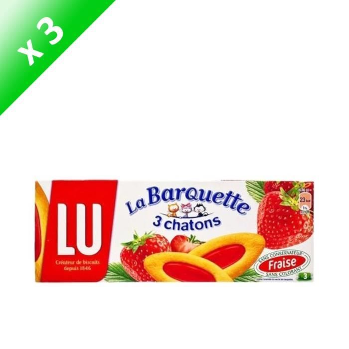 Lot de 3 LU La Barquette 3 chatons pulpe fraise