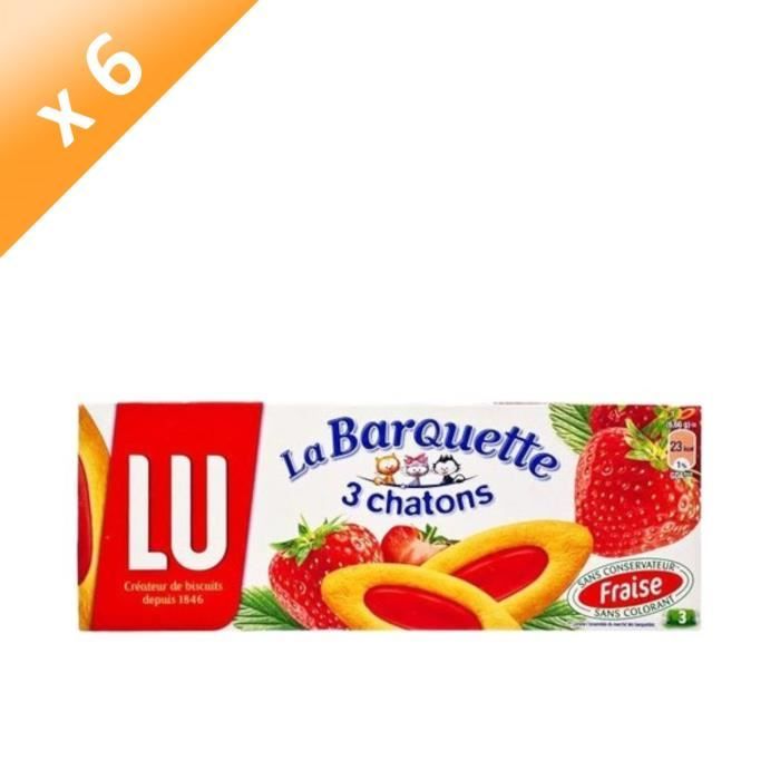 Lot de 6 LU La Barquette 3 chatons pulpe fraise