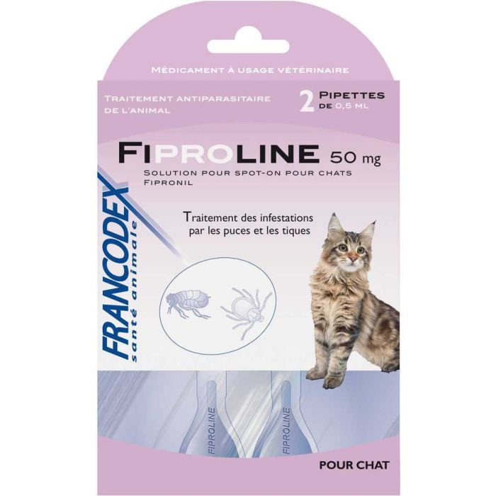 FIPROLINE® 50 mg Spot On pour chat   2 pipettes   Traitement des