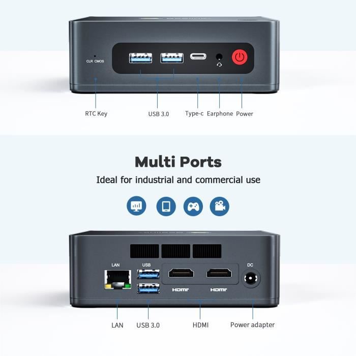 Mini PC de bureau Beelink U57 8+256 HDMI*2 avec2
