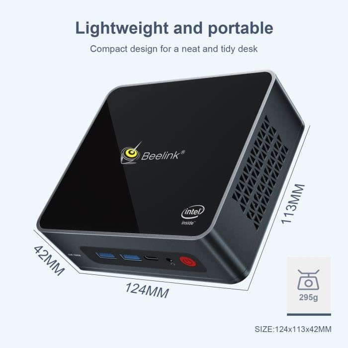 Mini PC de bureau Beelink U57 8+256 HDMI*2 avec3
