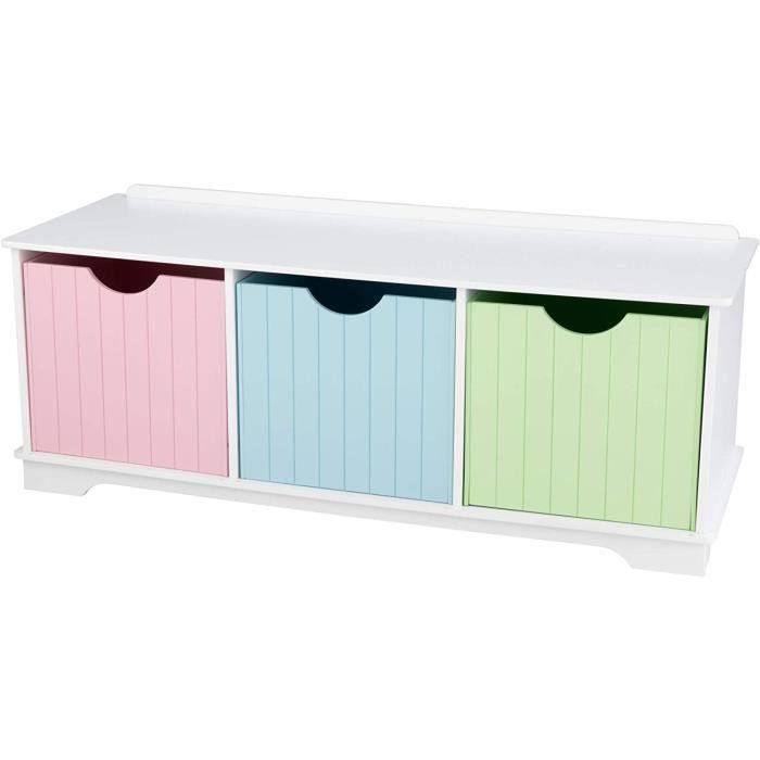 KIDKRAFT - Banc enfant en bois avec rangement Nantucket - pastel