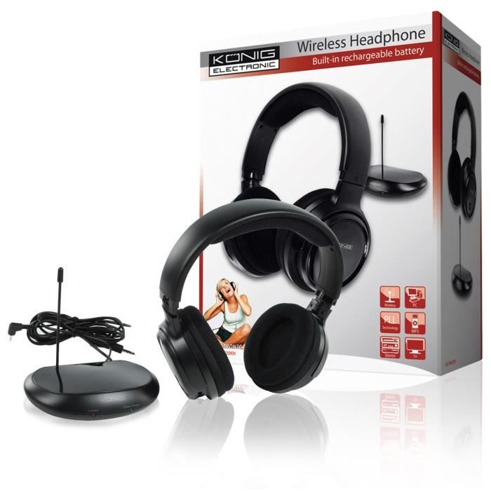 Casque Ecouteurs Sans Fil Rechargeable Porte 100m Tv Tele Television
